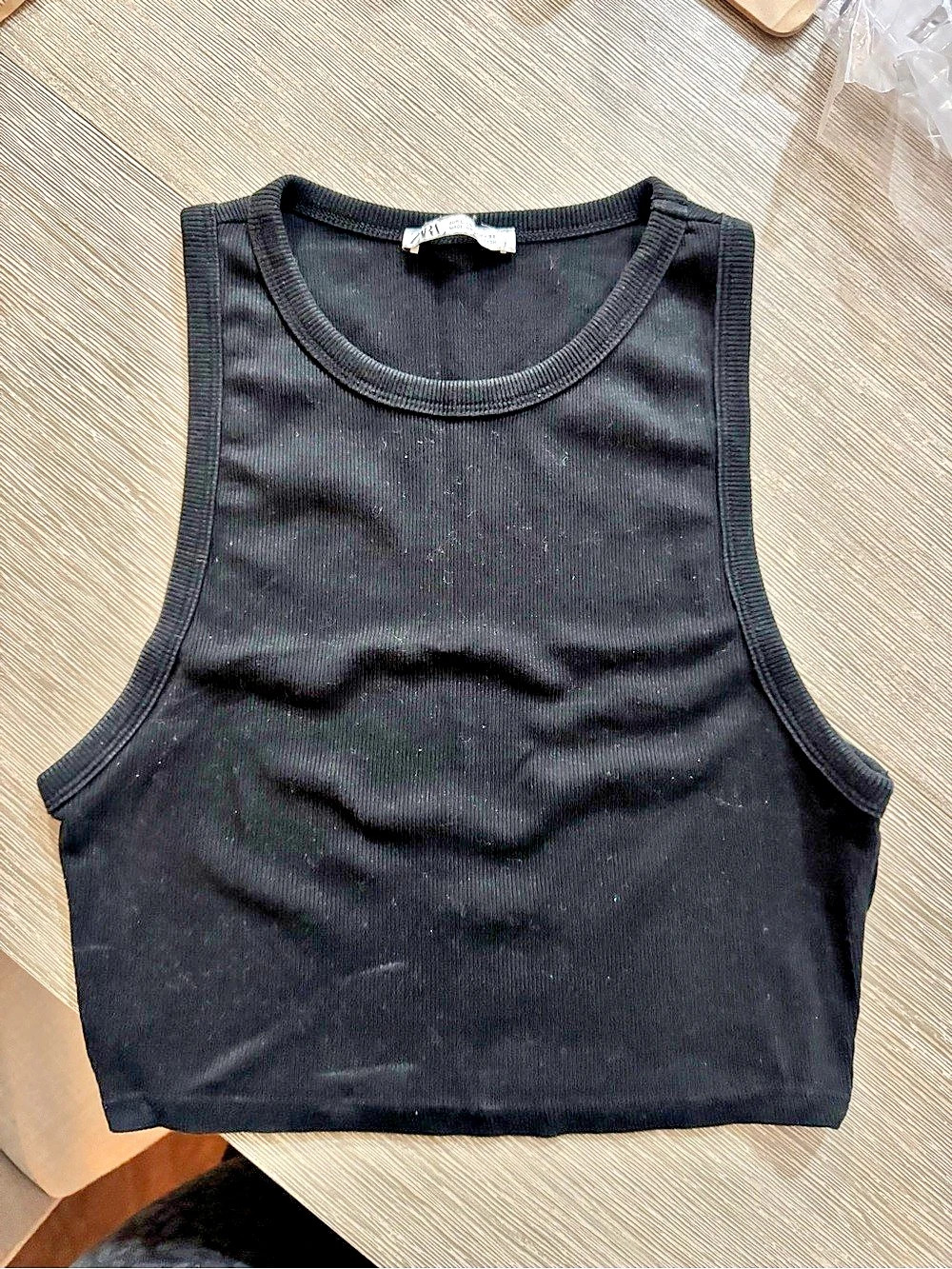 Zara Black Cropped Tank Size Large